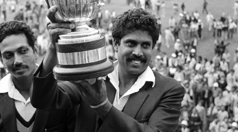 Kapil Dev with the 1983 world cup