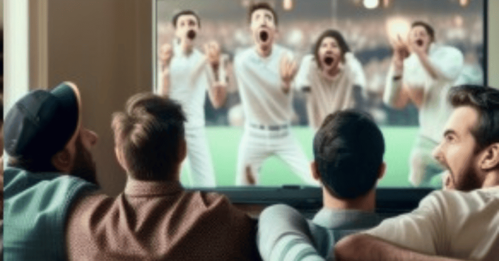Boys watching cricket