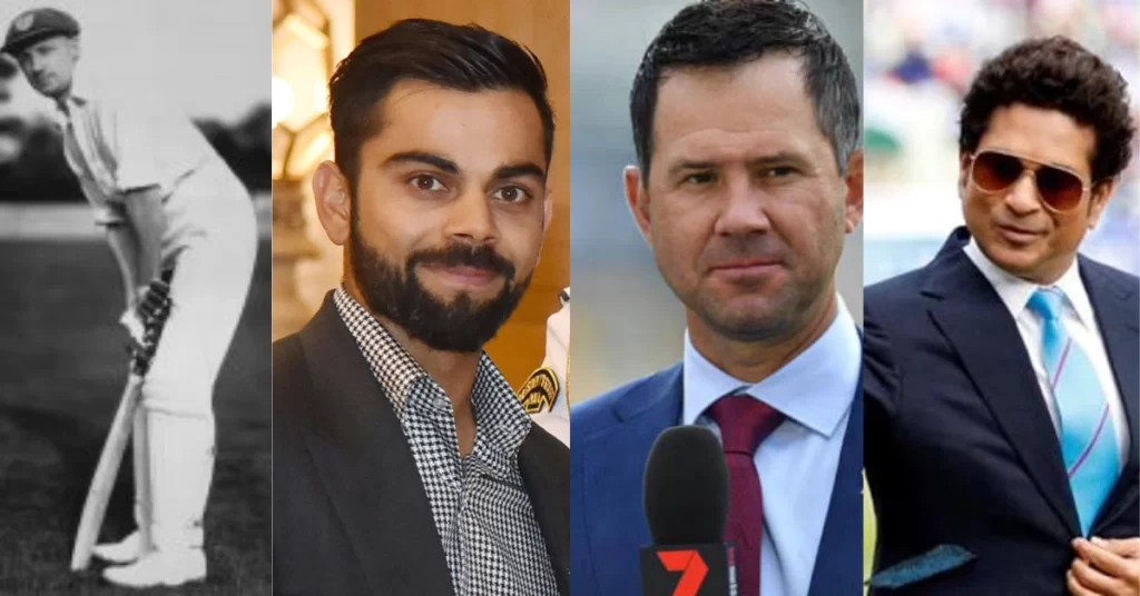 Don Bradman, Virat Kohli, Sachin Tendulkar and Ricky Ponting